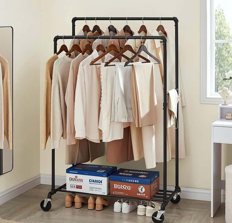 Double Metal Clothes Rack and Wardrobe - Tenderyard