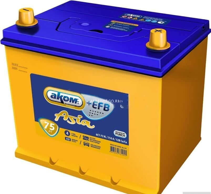 Akkumulyator Akom Asiya 75 Ah 12 Volt - Tenderyard