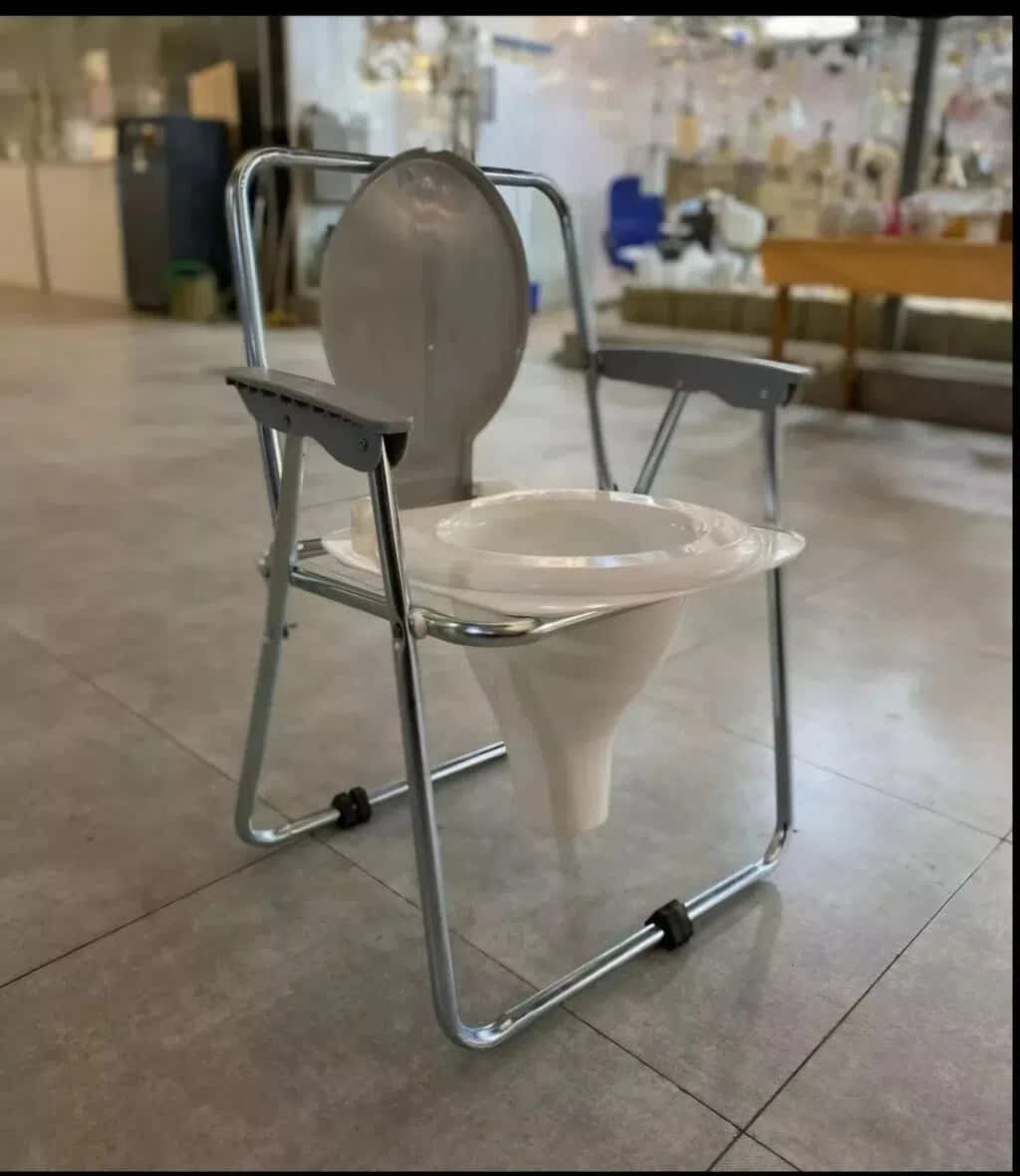 Foldable sanitary toilet chair for disabled and patients - Tenderyard