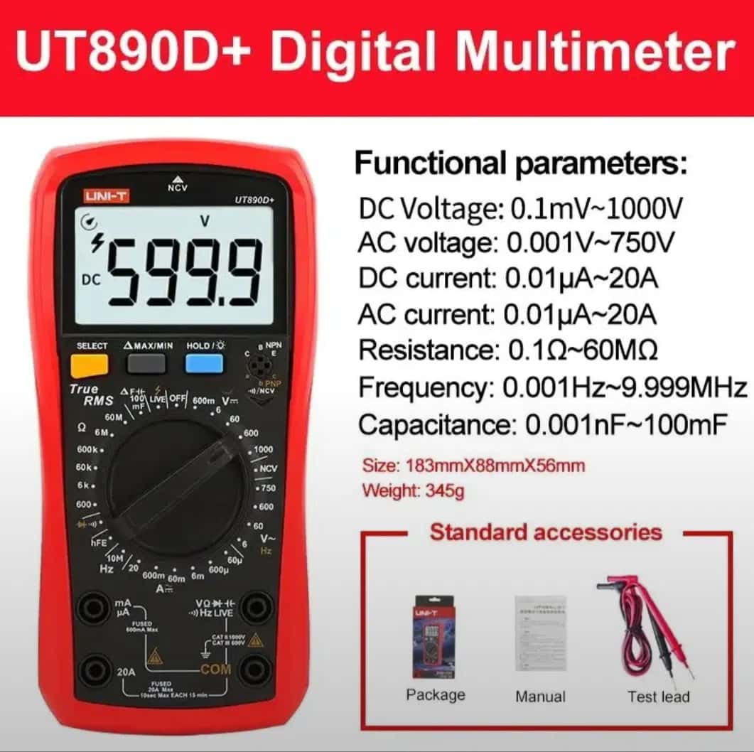 UNI-T UT890D+ Digital Multimeter - Tenderyard