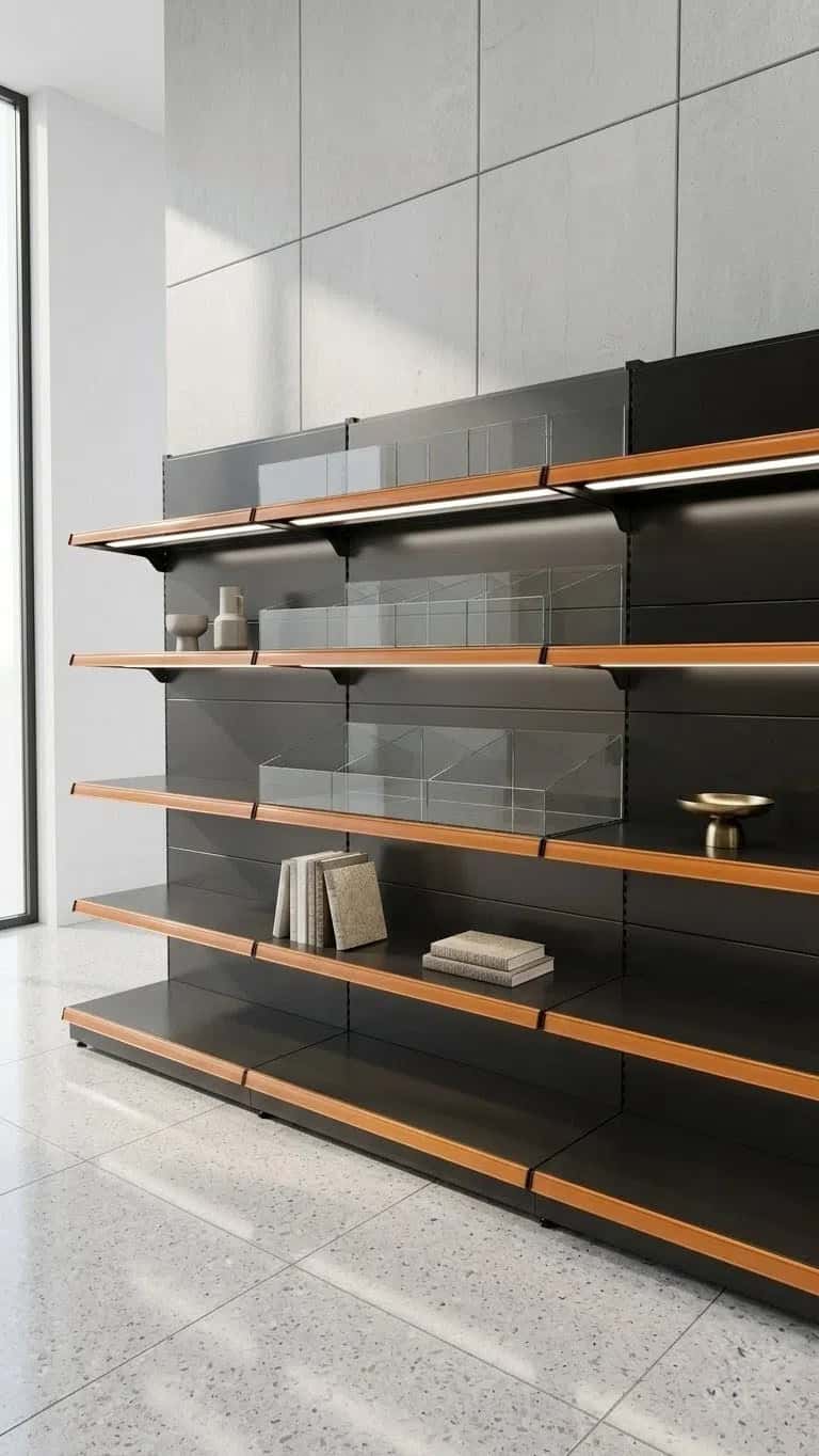 Store shelving system with LED lighting - Tenderyard