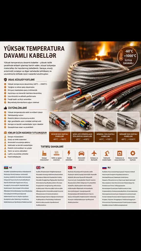 Yüksək temperatura davamlı elektrik kabelləri - Tenderyard