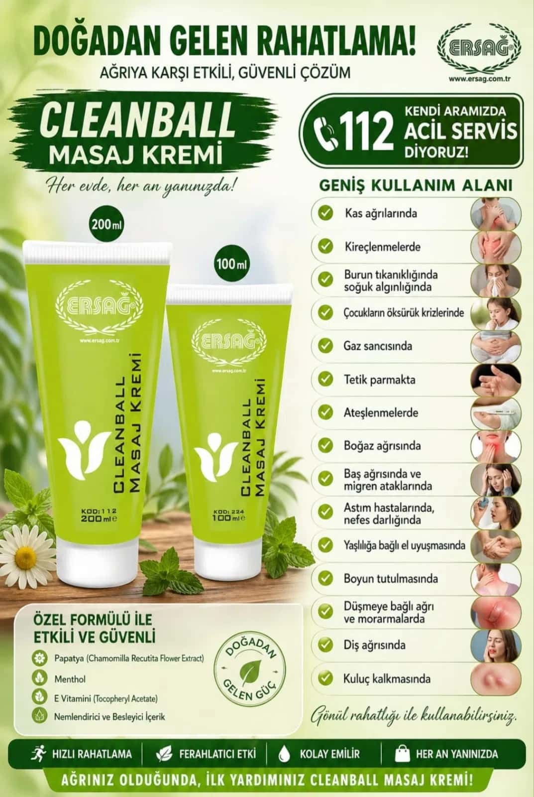 Masaj kremi Ersağ Cleanball - Tenderyard