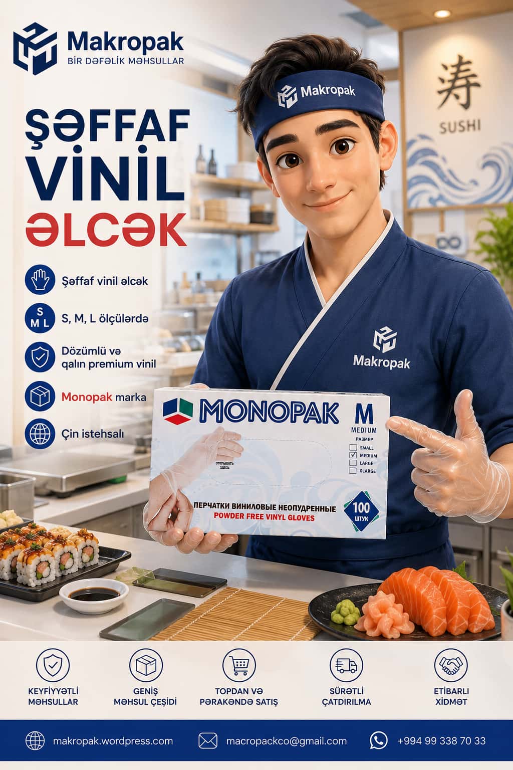Monopak transparent vinyl gloves, for the food sector - Tenderyard