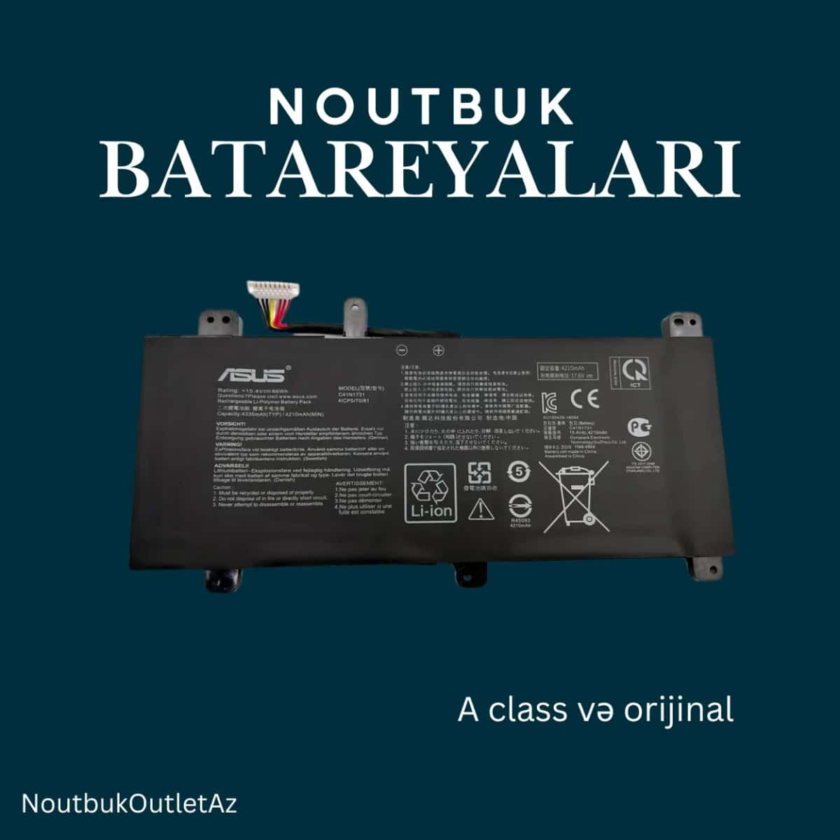 Asus Noutbuk Batareyası C41N1731 - Tenderyard