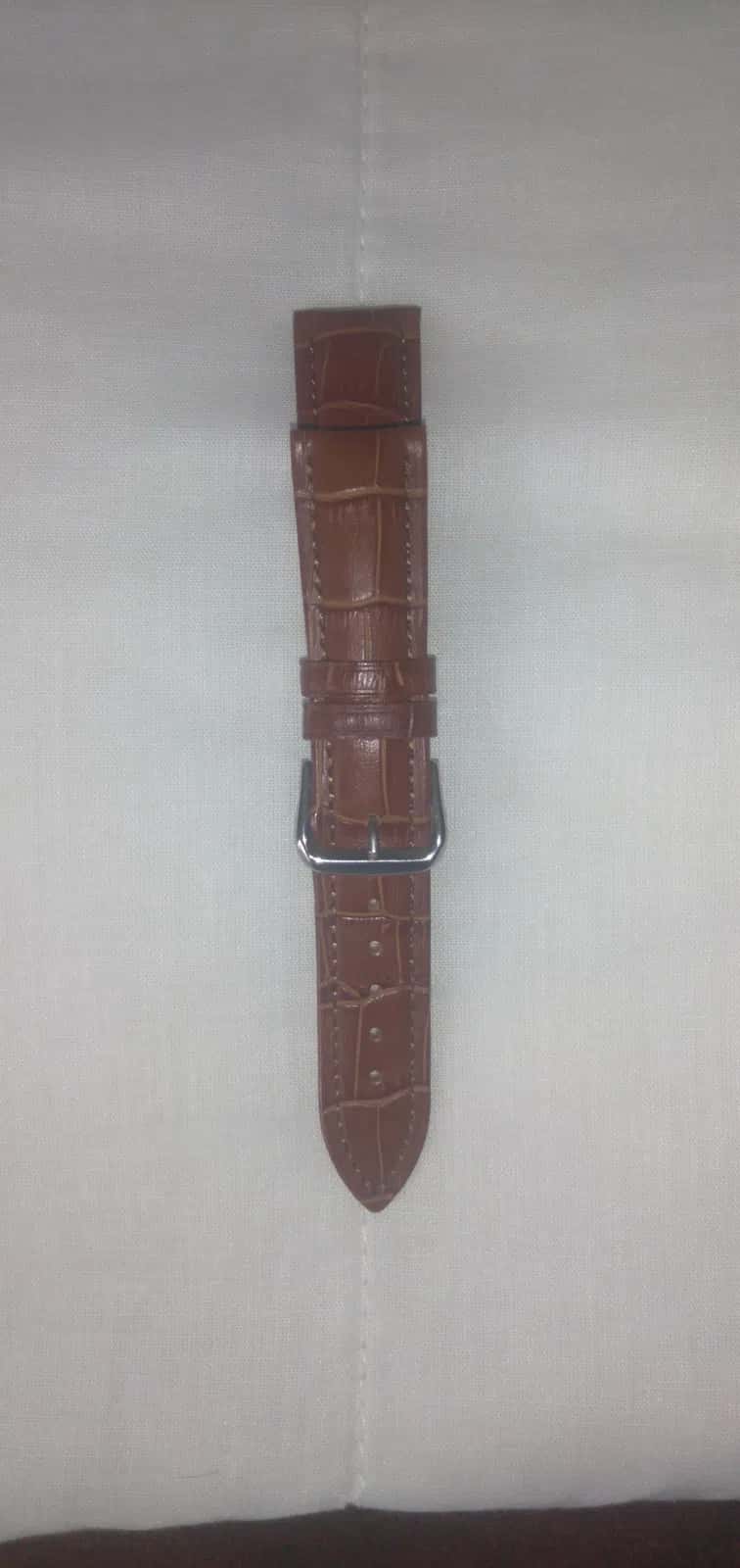 Crocodile pattern brown leather watch strap - Tenderyard