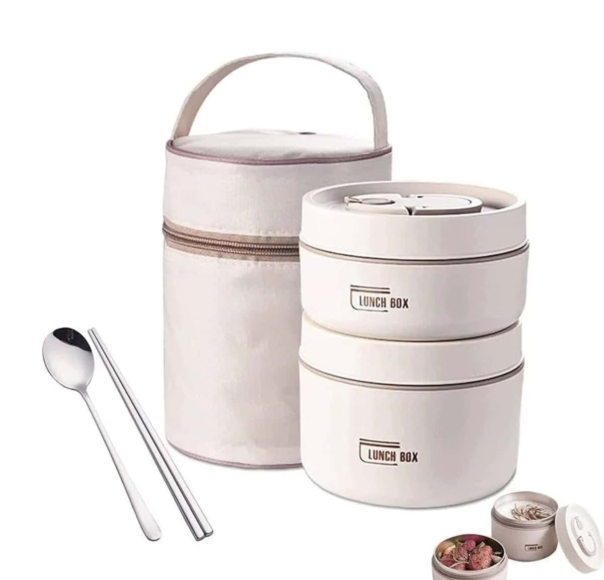 2-tier lunch box with fabric cover - Tenderyard