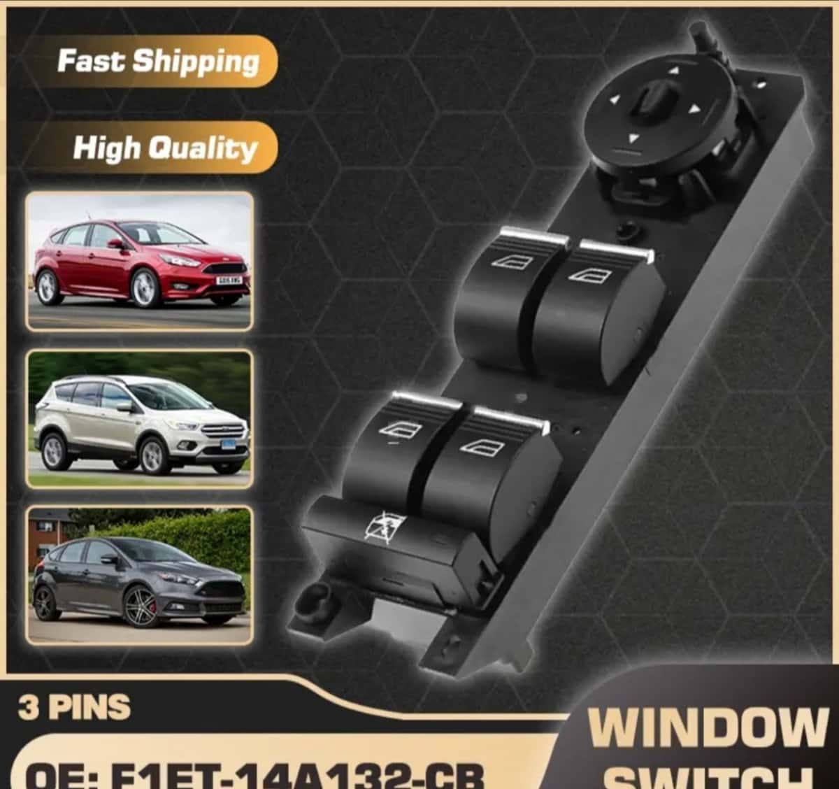 Window switch control panel for Ford Focus, Escape, Kuga, ST - Tenderyard