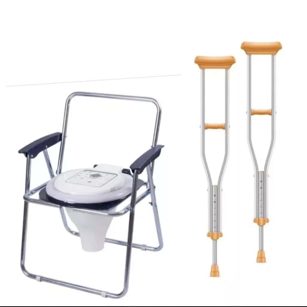 Sanitary commode and underarm crutches for disabled patients - Tenderyard