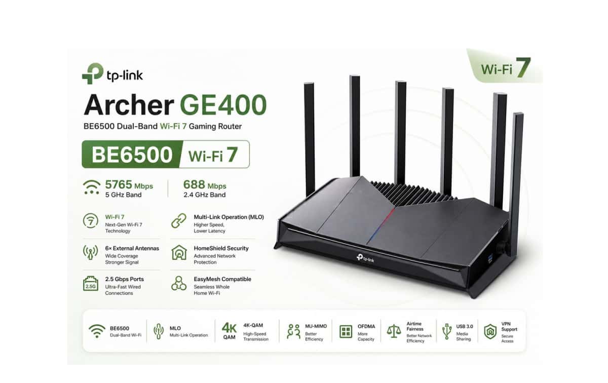 Router TP-Link Archer GE400 BE6500 Wi-Fi 7 Gaming - Tenderyard