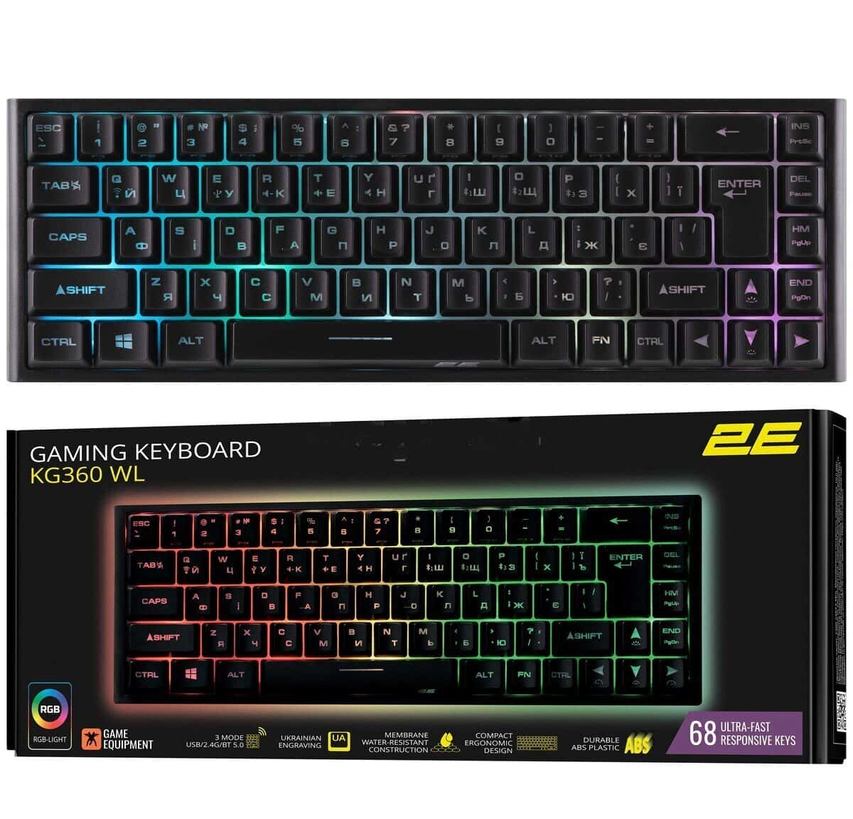 Mechanical keyboard 2E Gaming KG360 WL Black - Tenderyard
