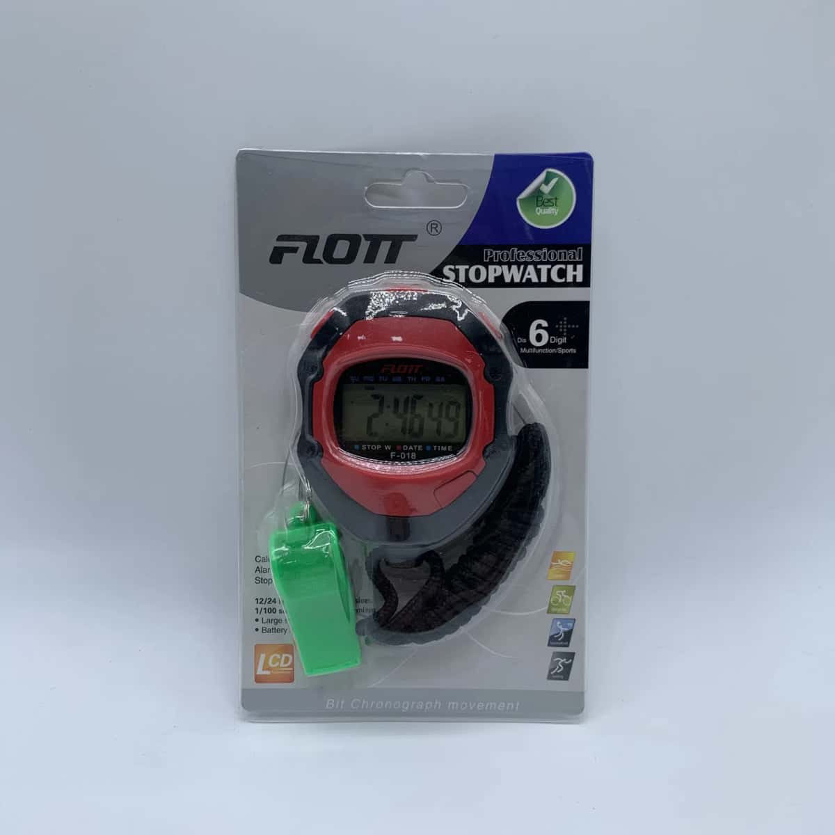 Plastic stopwatch 7x6 cm red-green - Tenderyard