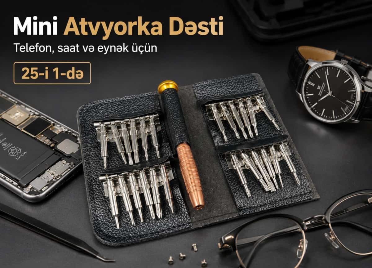 Mini screwdriver set 25-in-1, in a leather case - Tenderyard