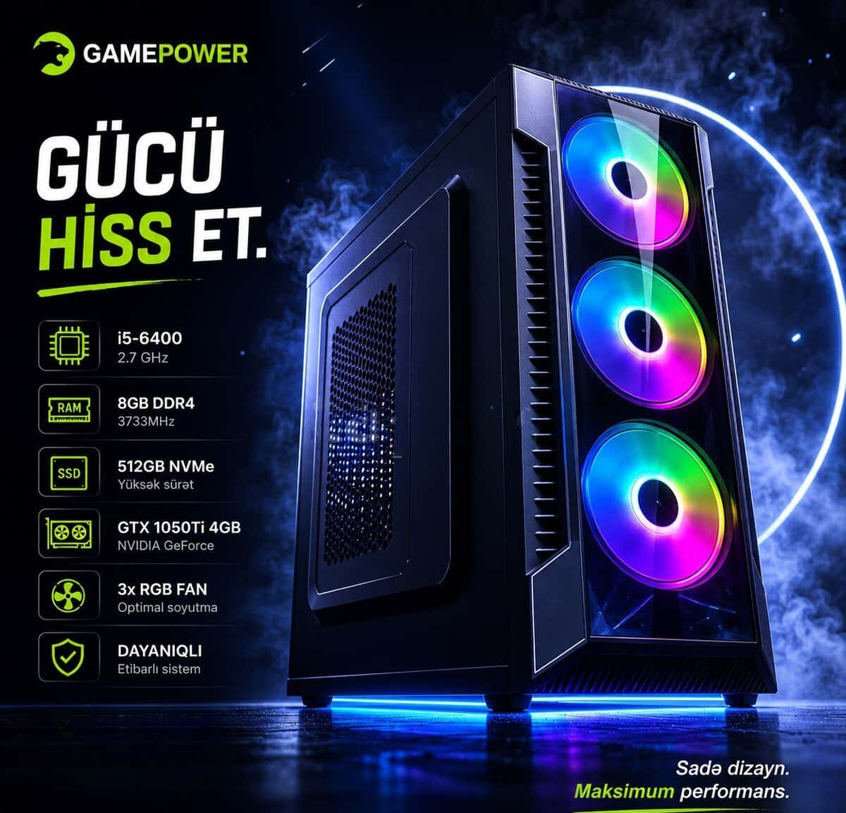GamePower i5-6400 GTX 1050Ti Gaming PC + 24" Monitor - Tenderyard