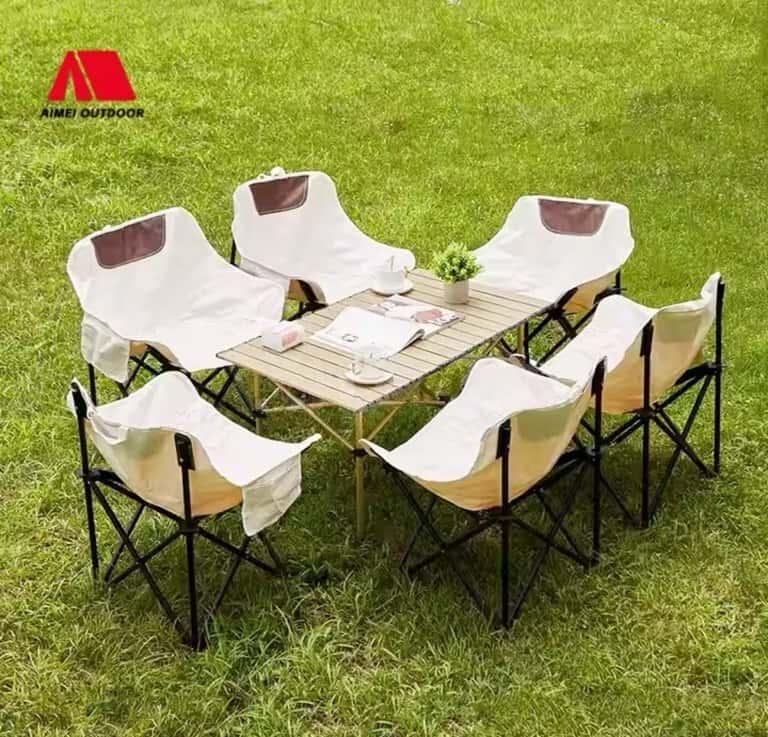 Camping table set, folding picnic table and chairs - Tenderyard