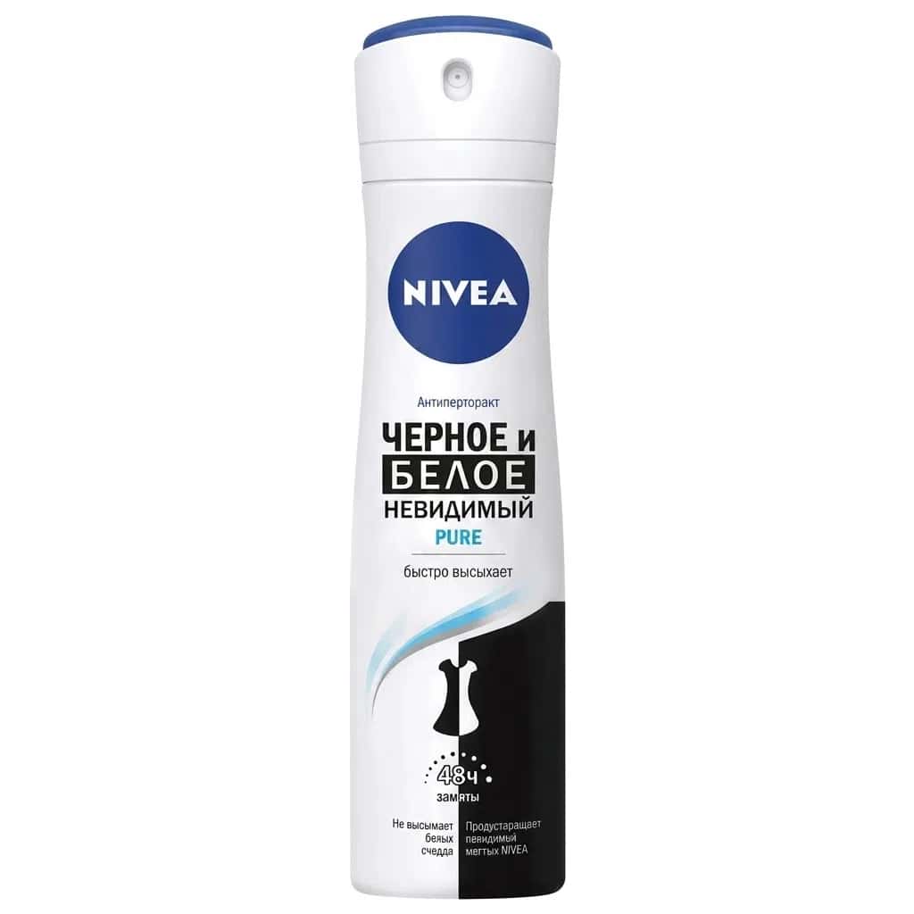 Nivea Black & White Invisible Pure Антиперспирант 150 мл - Tenderyard