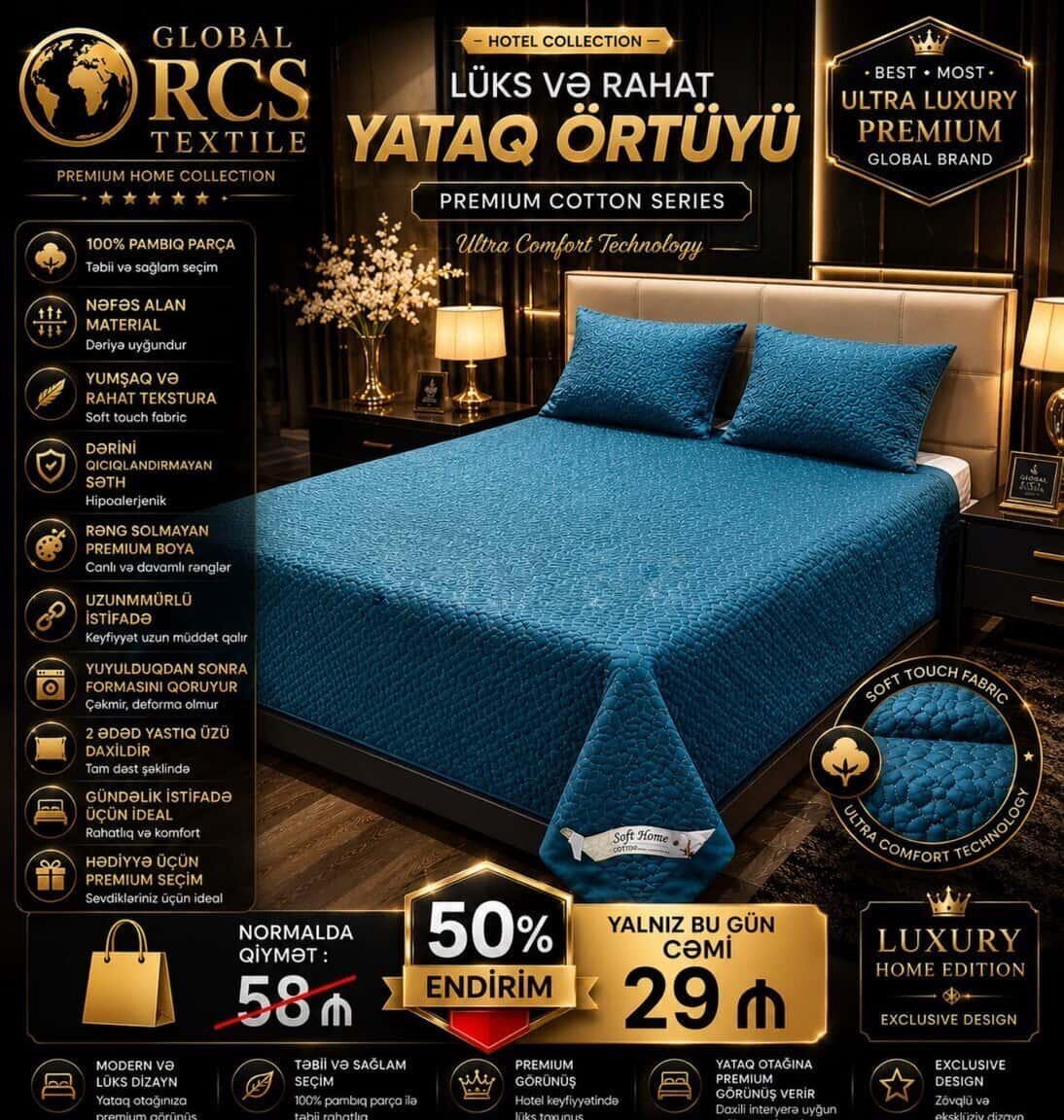 Bedding set Blue color - Tenderyard