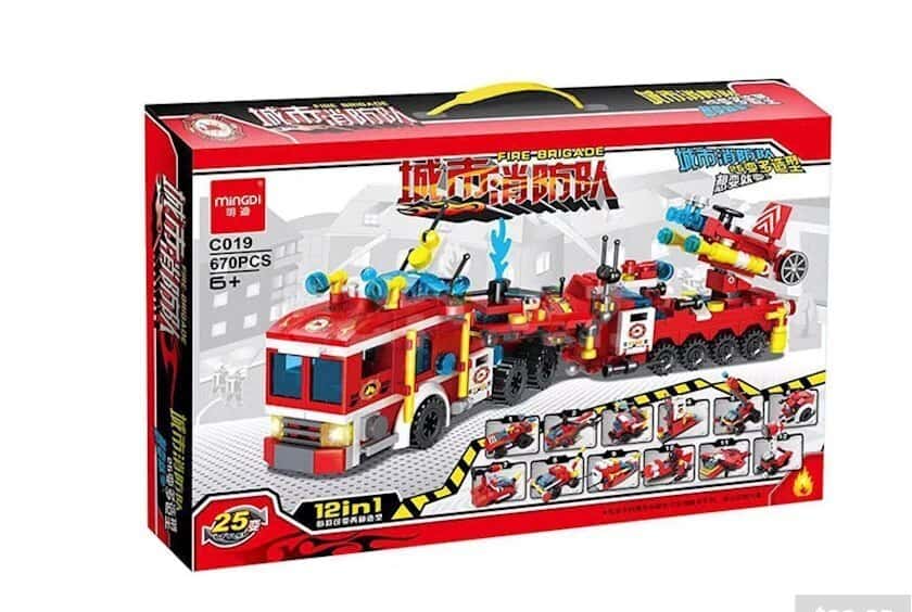 Mingdi C019 Fire Brigade Construction Set, 670 Pieces - Tenderyard