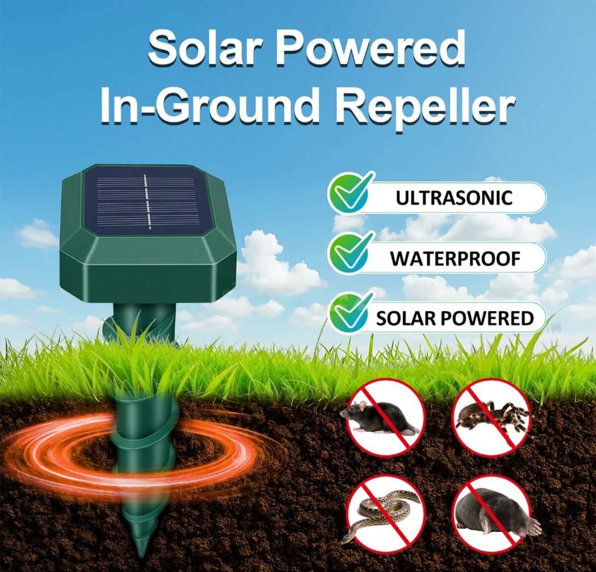 Solar-powered snake and insect repellent device - Tenderyard