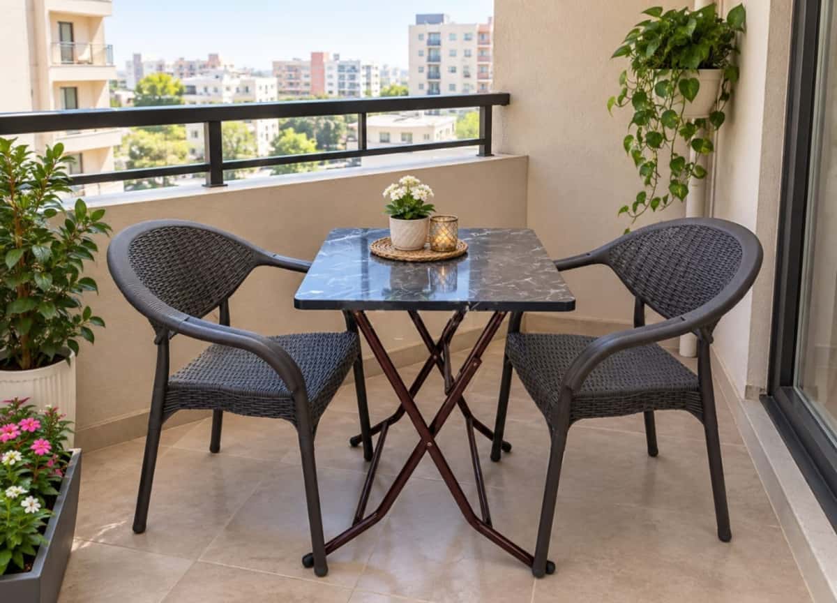 Round garden table, White color - Tenderyard