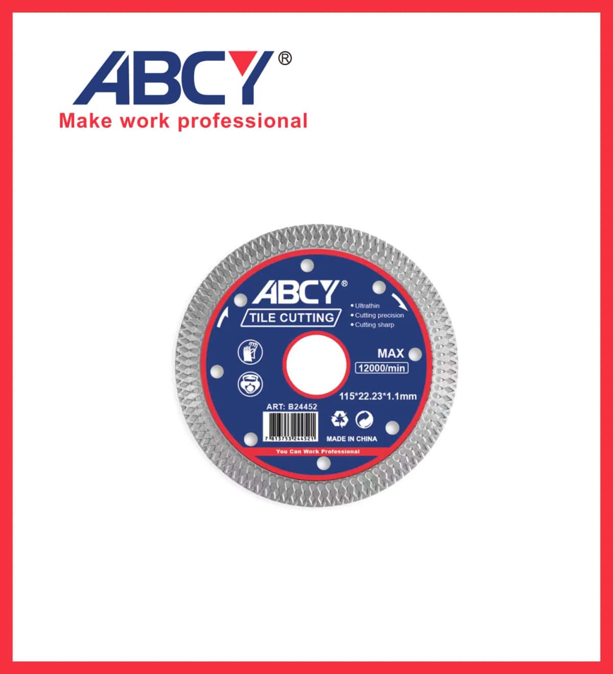 ABCY B24452 Kafel Kəsmə Diski, 115mm - Tenderyard