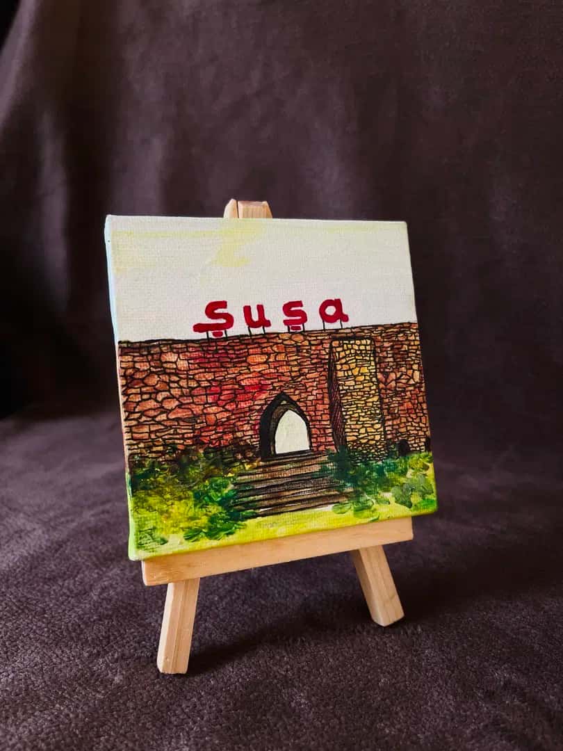 Şuşa mini kətan 10x10sm molbertlə - Tenderyard
