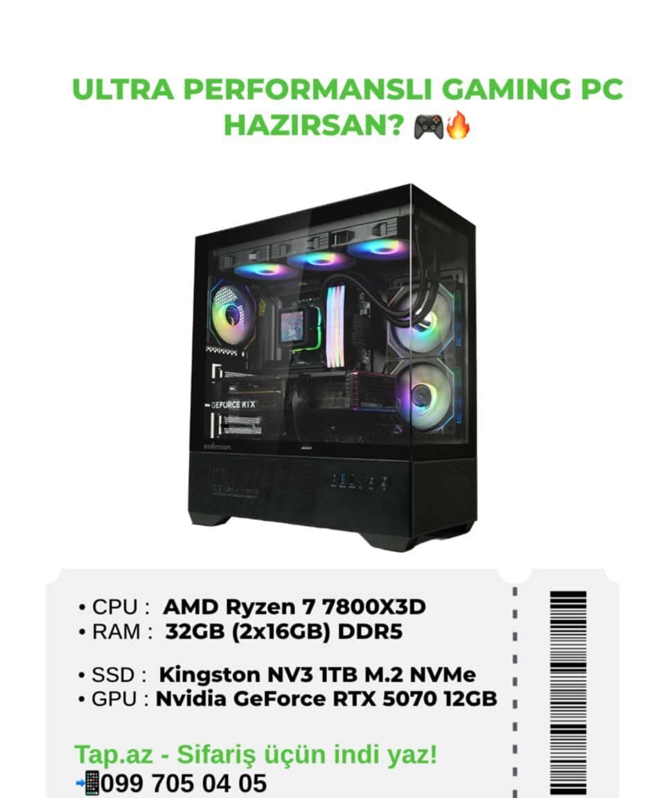 Gaming PC Ryzen 7 7800X3D RTX 5070 32GB RAM - Tenderyard