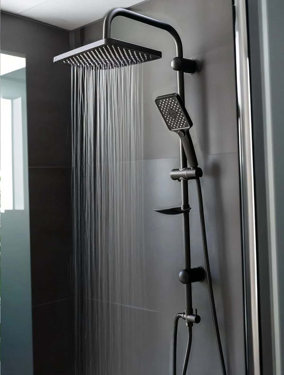 Square shower head, Black color - Tenderyard