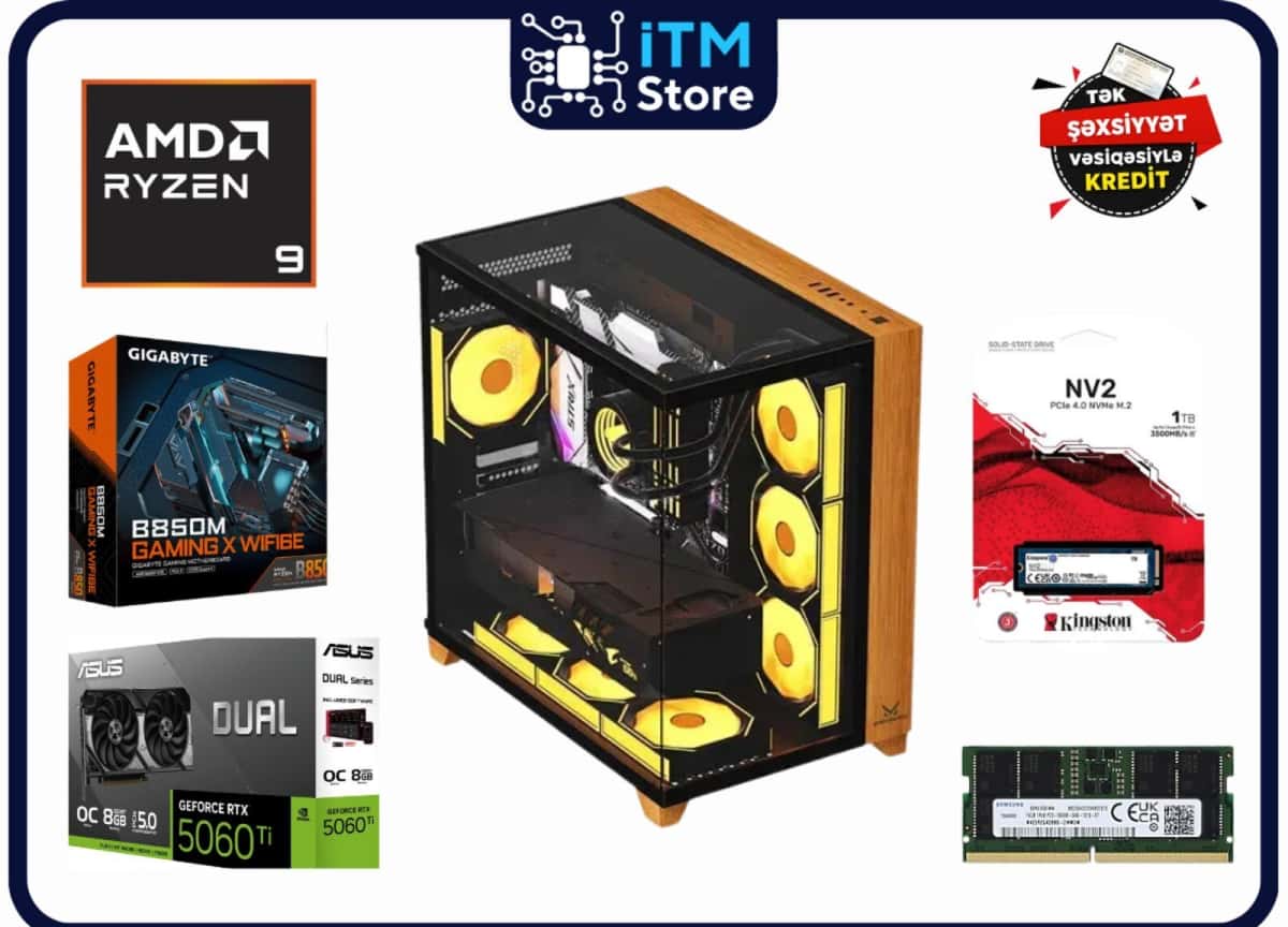 Oyun kompüteri Ryzen 9 7900X, RTX 5060 Ti, 32GB RAM - Tenderyard