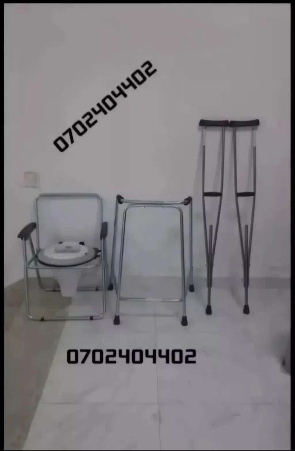 Walker, commode chair, and underarm crutches for patients - Tenderyard