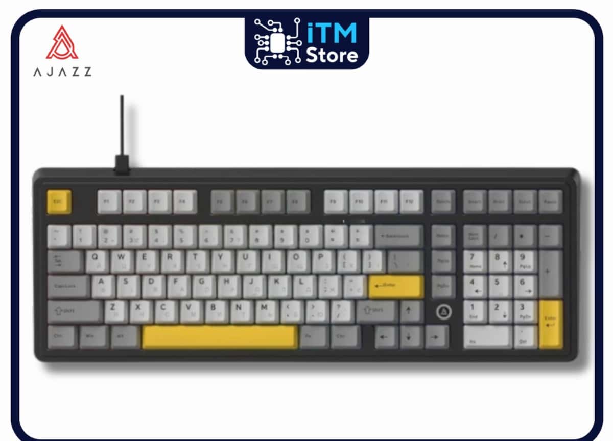 Mechanical keyboard Ajazz AK980 Black Gray Yellow - Tenderyard