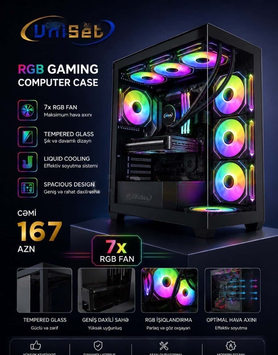 Xbase EL2 Black ATX Gaming Case (with 7 ARGB Fans) - Tenderyard