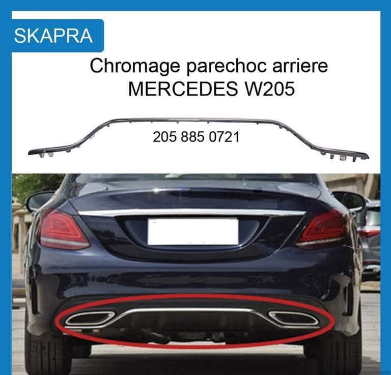 Rear bumper chrome trim Mercedes W205 2014-2018 - Tenderyard