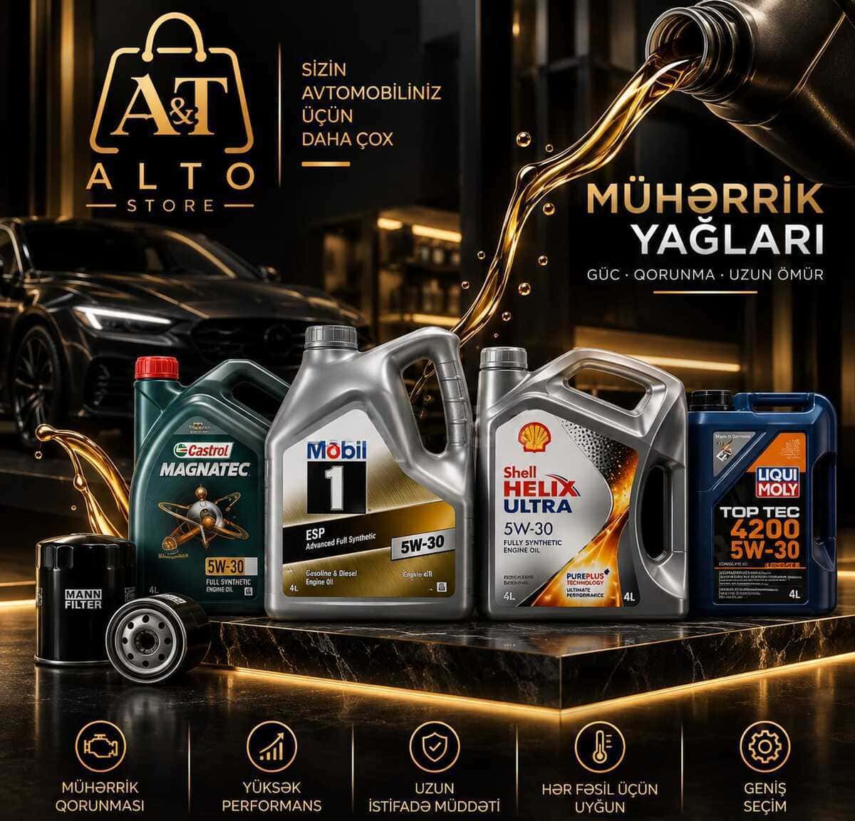 Mühərrik yağı Castrol Mobil 1 Shell Liqui Moly 5W-30 - Tenderyard