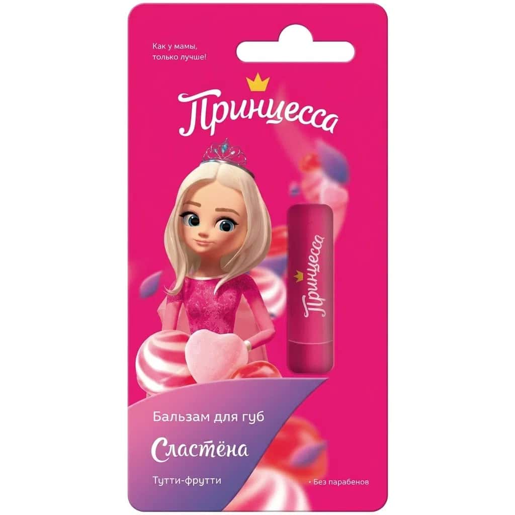 Принцесса Сластёна Tutti-Frutti Uşaq Dodaq Balzamı 3.5q - Tenderyard