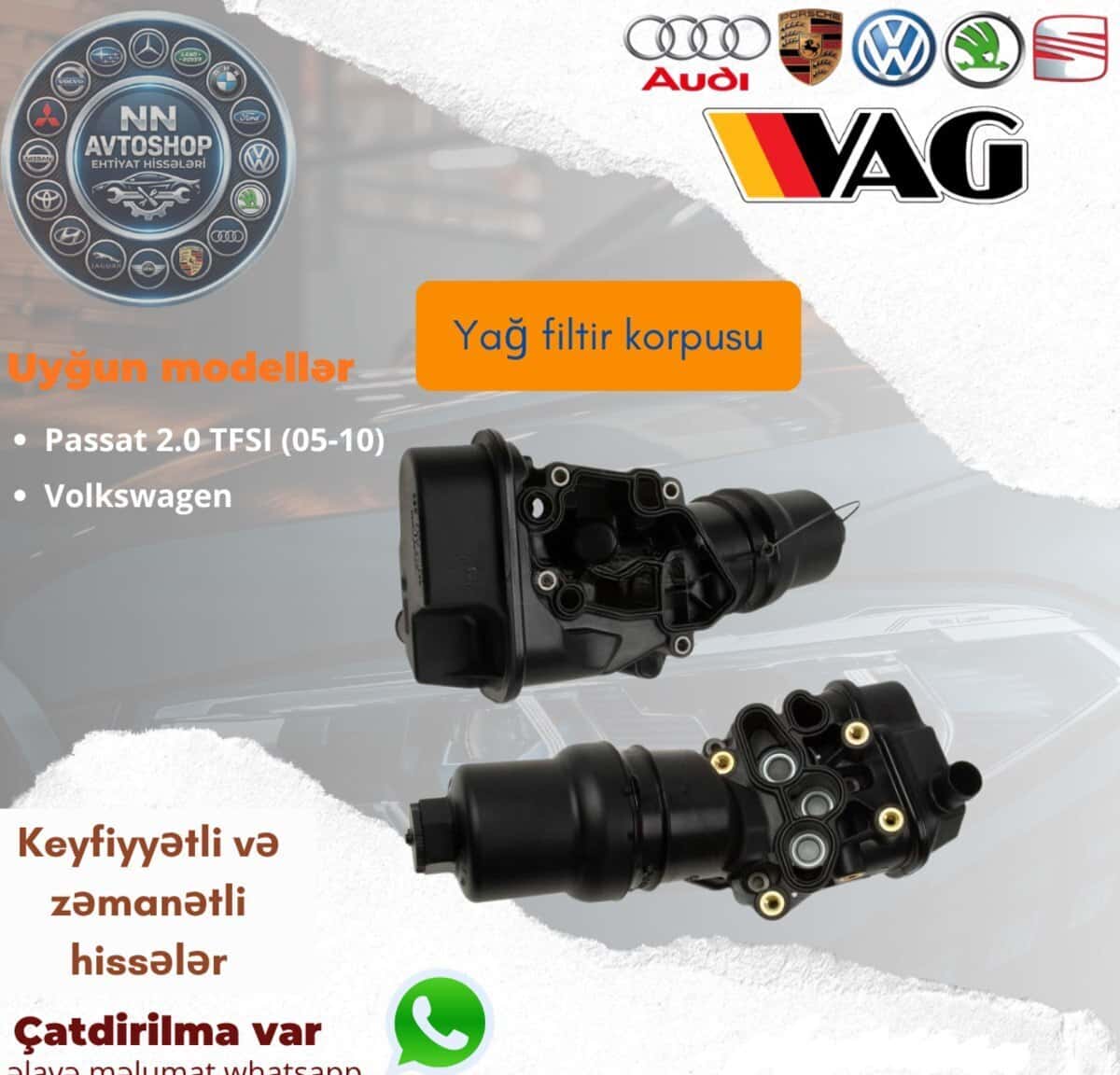 Oil filter housing Volkswagen Passat 2.0 TFSI - Tenderyard