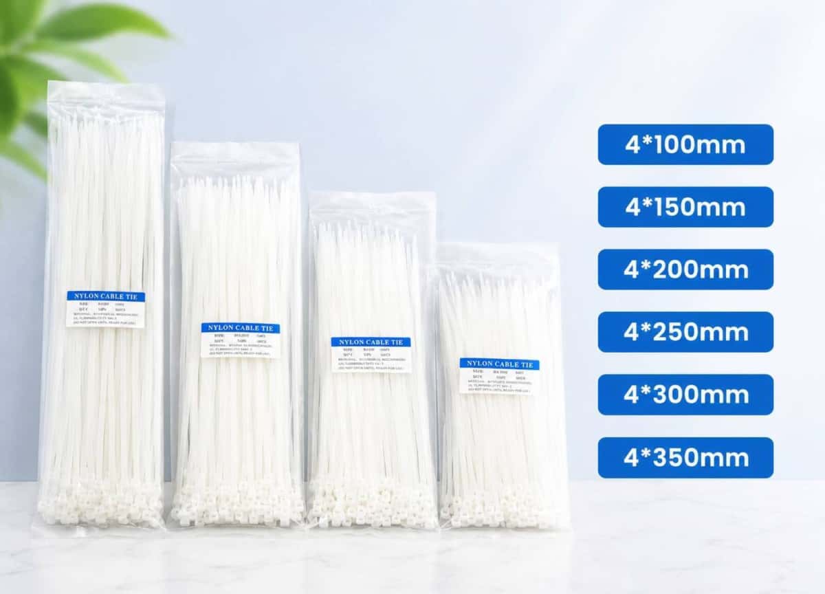 Plastic cable ties (zip ties) in various sizes - Tenderyard