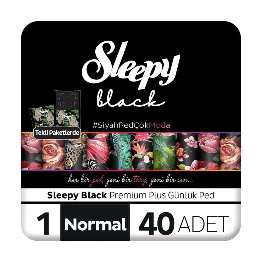 Sleepy Black Daily Pantyliners, 40 pieces - Tenderyard