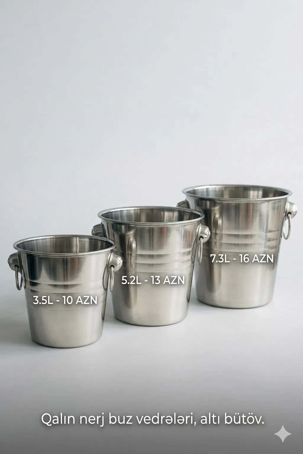 Paslanmayan Polad Buz Vedrəsi (3.5L, 5.2L, 7.3L) - Tenderyard