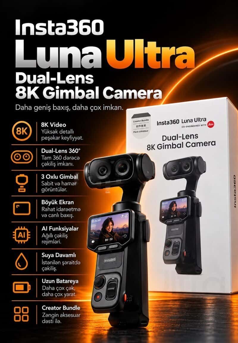 Video Camera Insta360 Luna Ultra Dual-Lens 8K Gimbal - Tenderyard