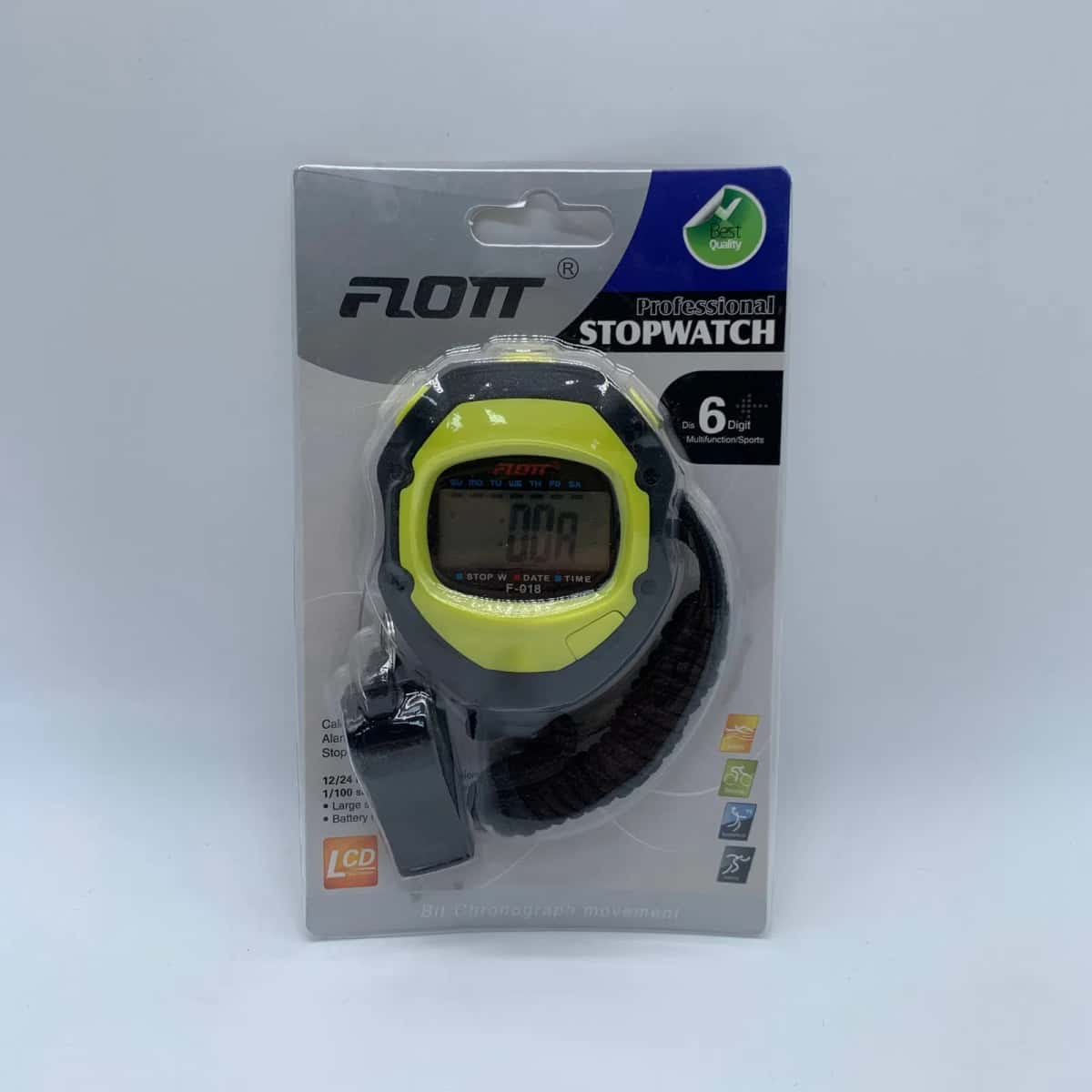 Stopwatch plastic 7x6 cm yellow-black - Tenderyard