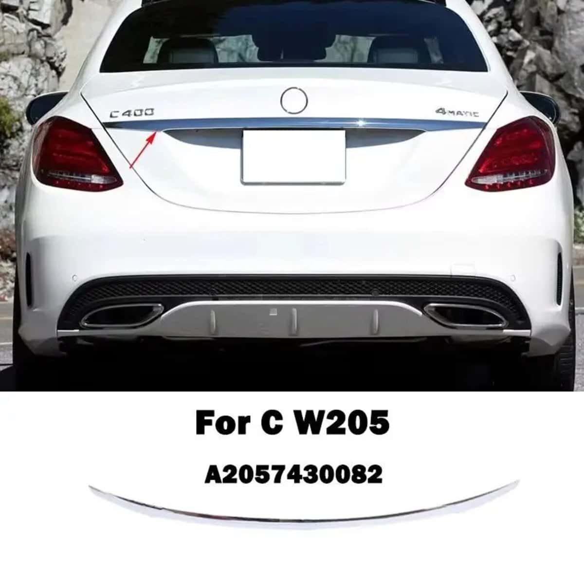 Rear trunk chrome trim for Mercedes C-Class W205 2014-2018 - Tenderyard