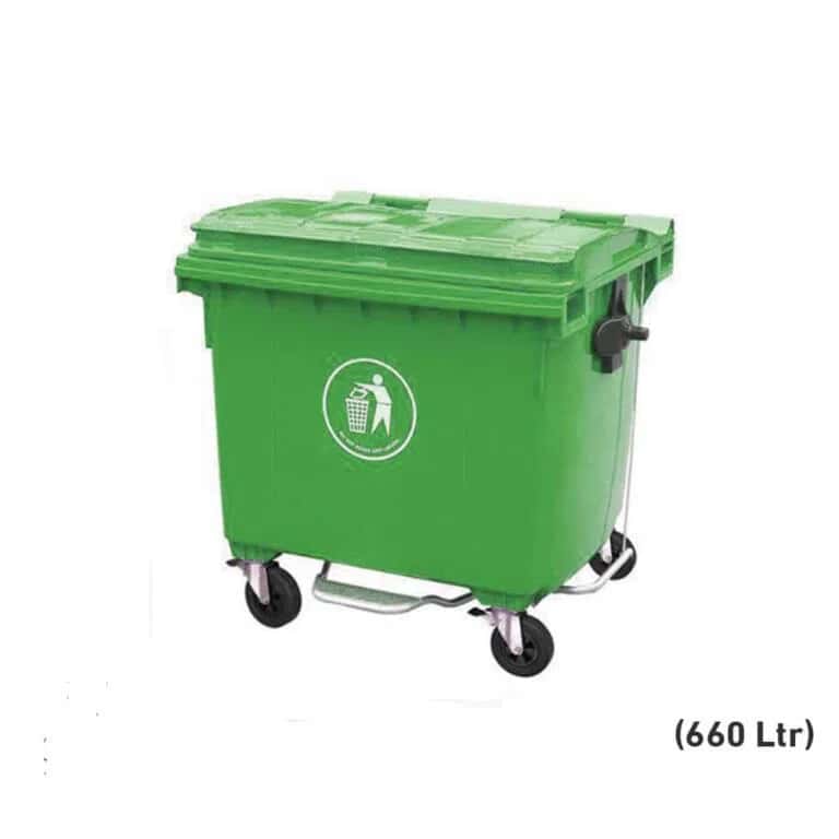 660 Liter Waste Container with Wheels and Pedal - Tenderyard