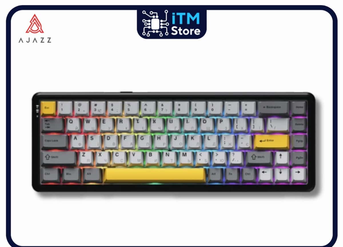 Mechanical keyboard Ajazz AK680 Max Black Gray Yellow - Tenderyard
