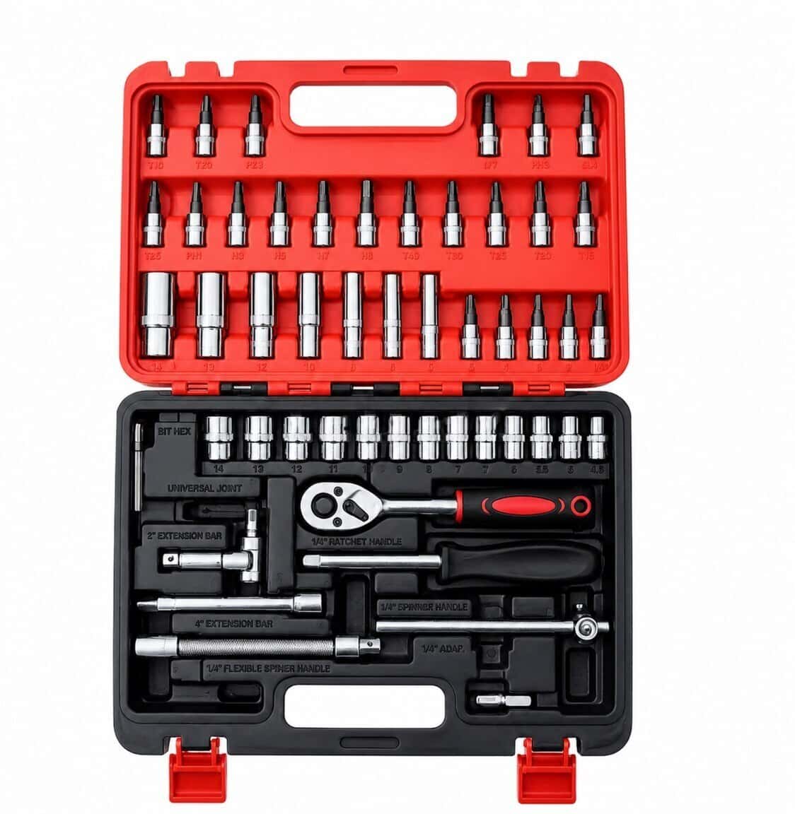 Socket wrench set 53-piece 1/4 inch - Tenderyard