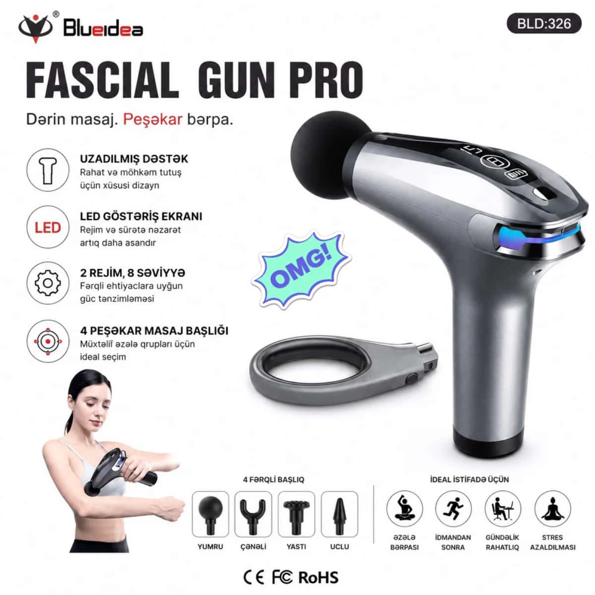 Blueidea Fascial Gun Pro BLD:326 Massage Device - Tenderyard