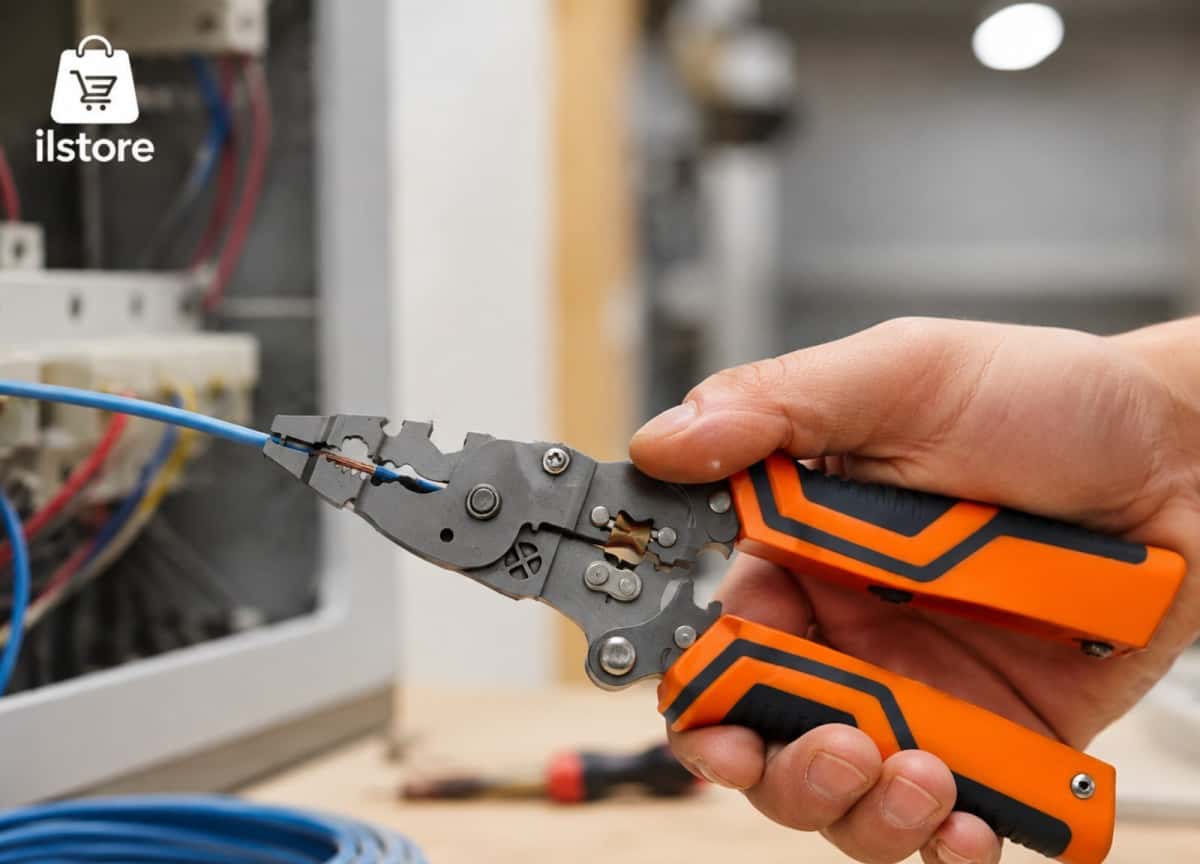 Cable stripper with indicator, orange - Tenderyard