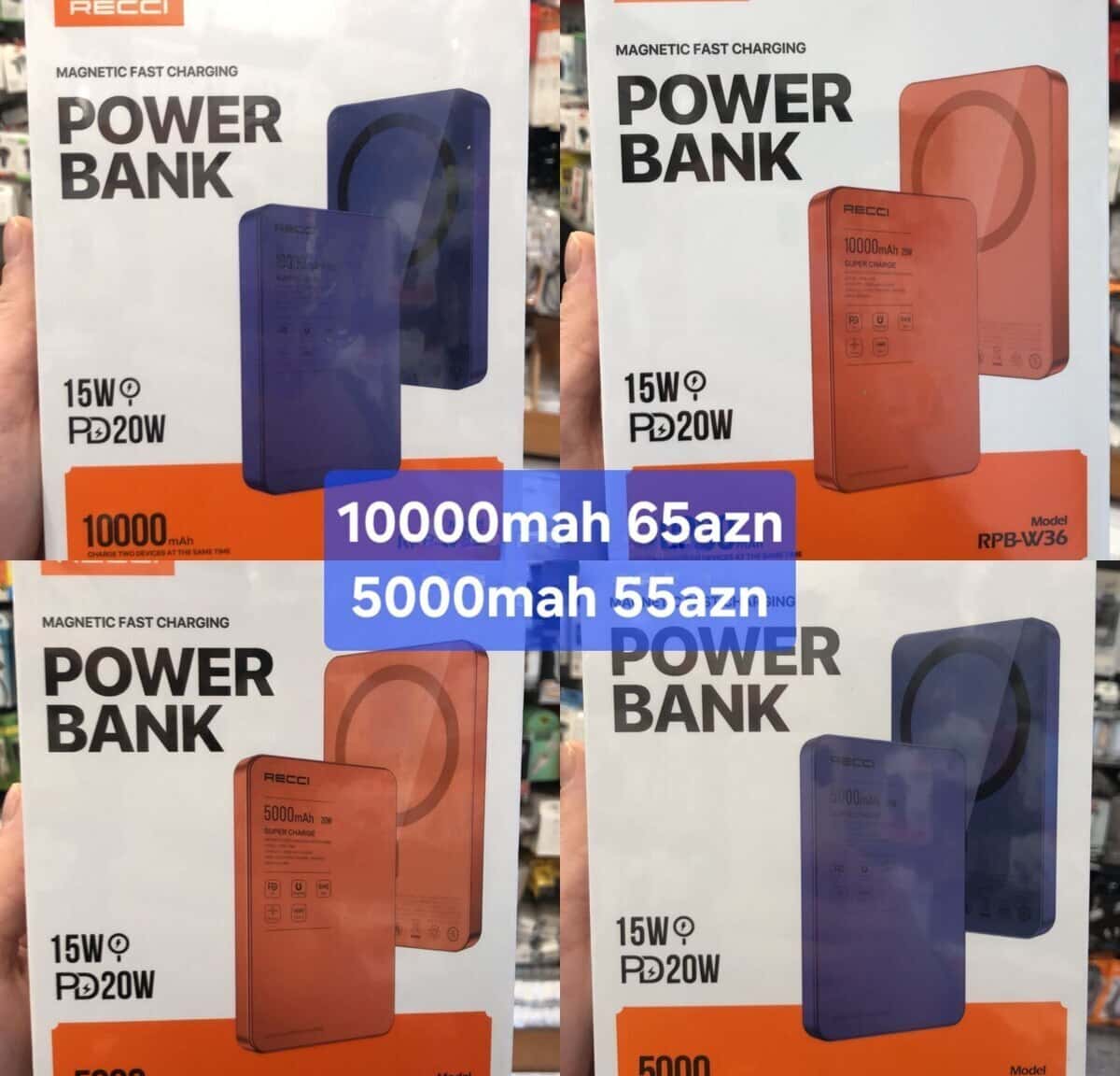 10,000 mAh power bank, Light blue color - Tenderyard