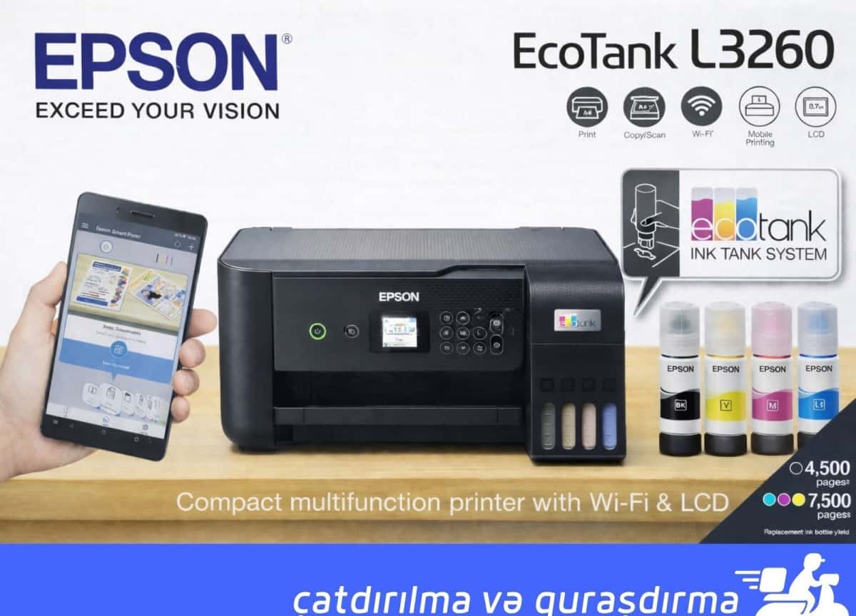 Цветной принтер Epson L3260 Wi-Fi - Tenderyard