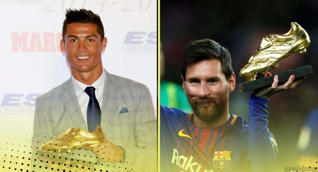 Golden Boot Football Trophy with Gold Column - Tenderyard